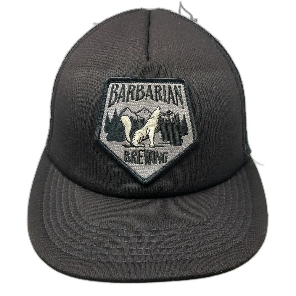 District Trucker Hat Black One Size Snapback Barbarian Brewing Wolf Brewery Logo